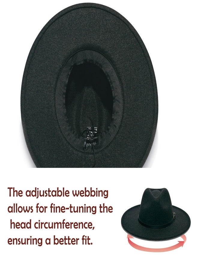 YOUBADU Wide Brim Fedora Hat for Women, Faux Wool Felt, Animal Print Band, Classic Western Style (US, Alpha, One Size, Medium, Black Braid) - Image 4